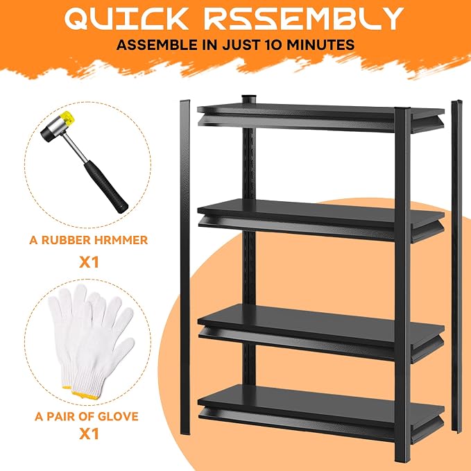 59''H Garage Shelving Heavy Duty Rack, 2400 LBS Large Capacity 4 Tier - Image 4