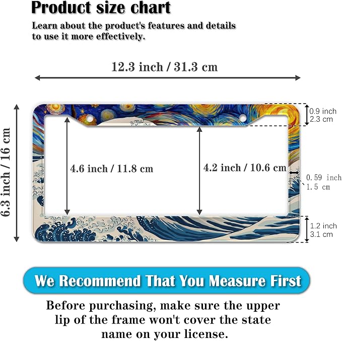 Car Plate Frames for Women Multicolor License Plate Protector for Men Starry - Image 2
