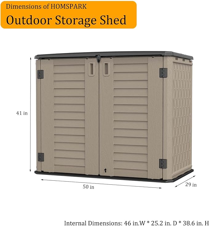 HOMSPARK Outdoor Storage shed, 26 Cu.ft Outdoor Storage Box Waterproof - Image 6