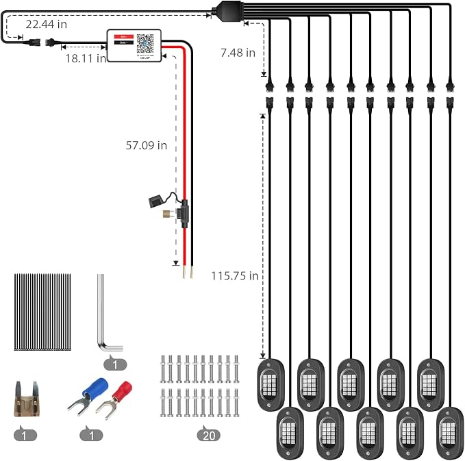 Honalia LED Rock Lights for Trucks 10 Pods, RGB Rock Lights Kits for UTV - Image 6