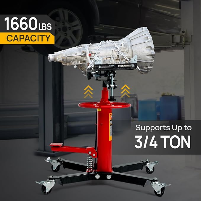 TUFFIOM Transmission Jack, 1660 lbs 3/4-Ton Hydraulic 2-Stage High Lift - Image 2