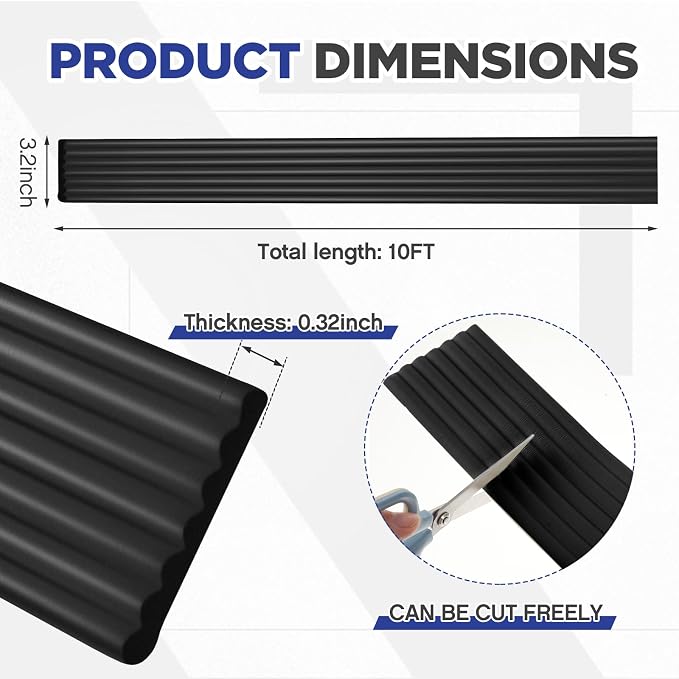 Garage Wall Protector 3.15in x 10ft Self-Adhesive Rubber Bumper Protectors Strip - Image 2