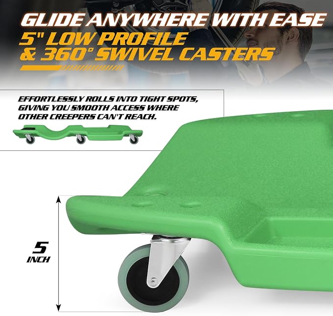Magshion Mechanic Creeper with Padded Headrest & Tool Trays – 440 lbs Capacity - Image 8