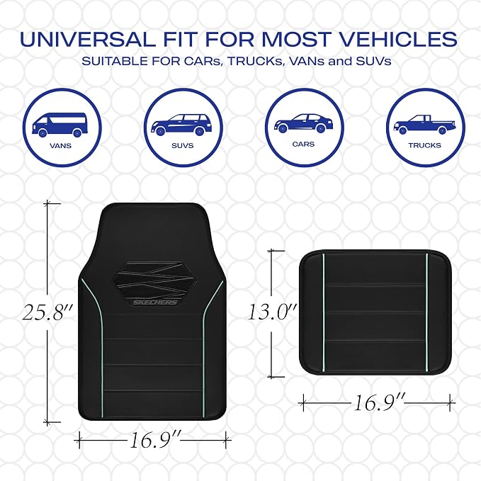 Skechers Memory Foam Car Mats, Leather Piping Car Floor Mats - Image 6
