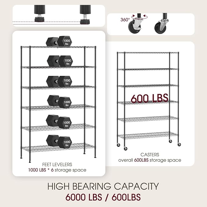 BestOffice 18x48x77 Storage Shelves Commercial Heavy Duty Metal Shelves Garage - Image 4
