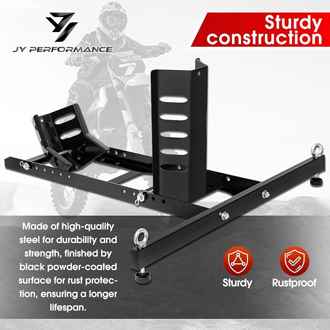 JY PERFORMANCE Motorcycle Wheel Chock, Universal Heavy Duty Front Wheel Stand - Image 6