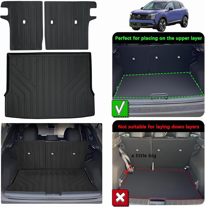 Trunk Mat & Backrest Mat for 2025 Nissan Kicks TPE All Weather Protection Cargo - Image 2