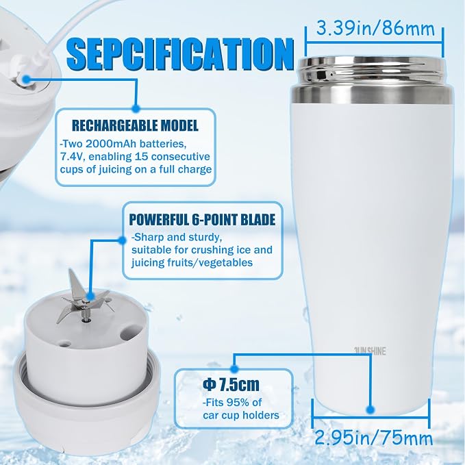 Ice Shave 2-in-1 Stainless Steel Vacuum Tumbler & Cordless Blender - 28oz - Image 4