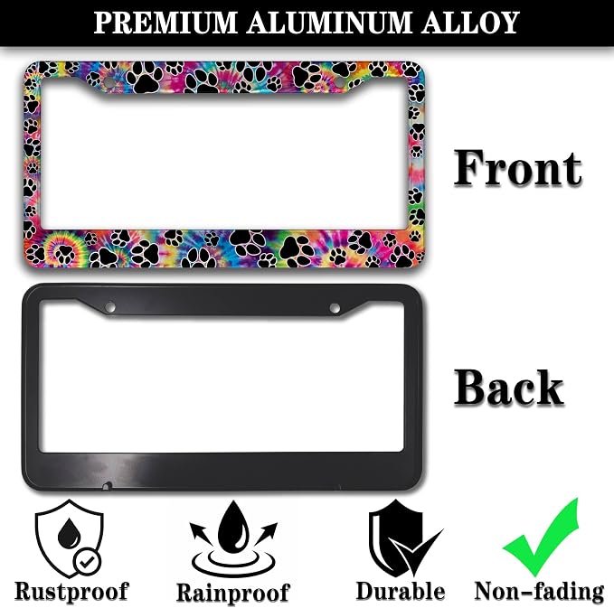 License Plate Cover for Men Multicolor License Plate Frames for Women Tie Dye - Image 3