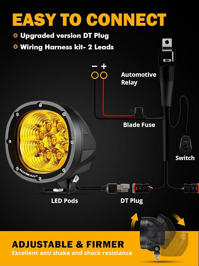 Auxbeam 4 Inch Amber Round LED Driving Light - Image 7