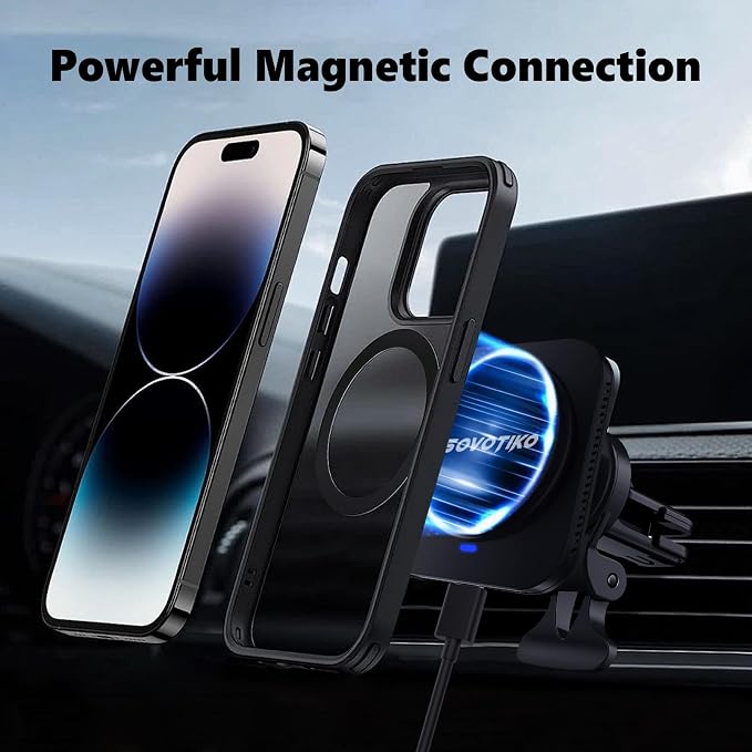 15W Magsafe Car Mount Charger, Magnetic Phone Holder - Image 2