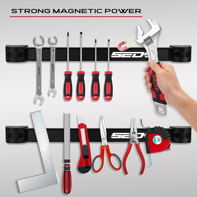 Magnetic Tool Holder Storage Organizer: 7-Piece Garage Wall Mount Rack - Image 2