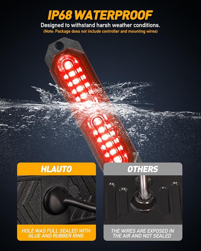 HLauto 1200T Emergency Strobe Grille Lights: 8pcs 12 LED Sync Feature Safety - Image 4