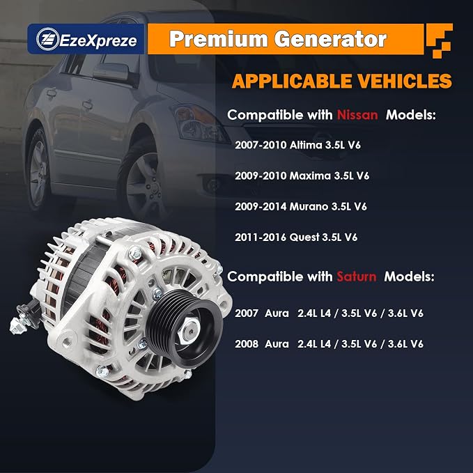 Ezexpreze Alternator fit 2007 2008 2009 2010 Nissan Altima, 2009 2010 - Image 2