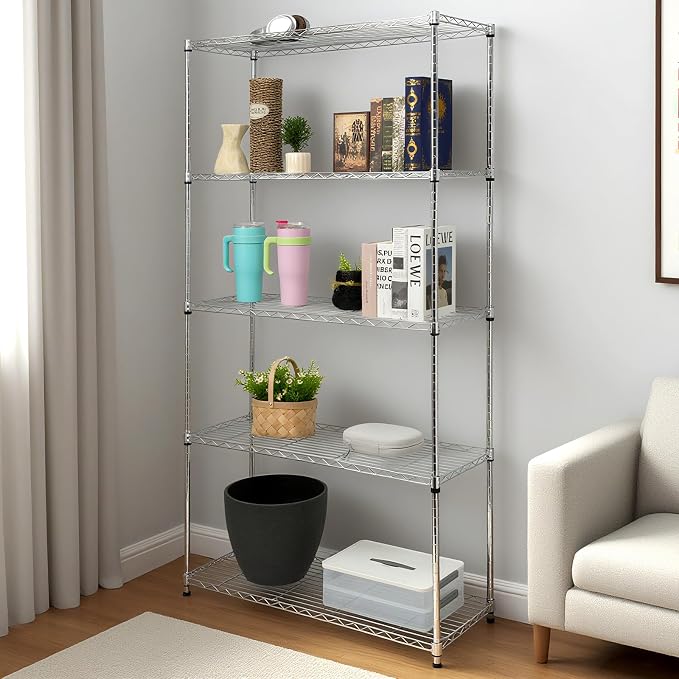 Heavy-Duty Chrome Steel Wire Shelving NSF Certified. Adjustable Storage Rack - Image 2