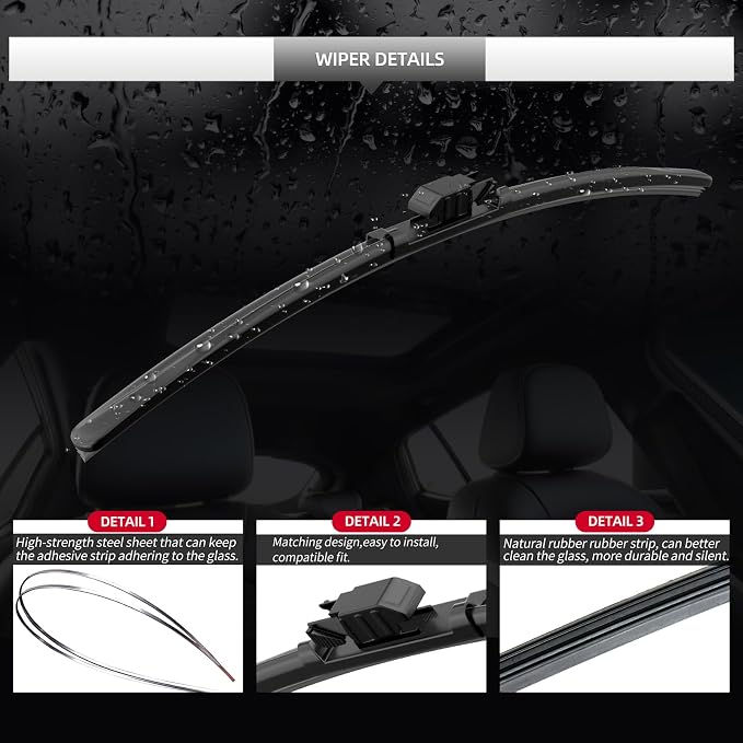 Replacement for BMW X2 2018-2023 Windshield Wiper Blade-3 Pieces of Car Front - Image 4