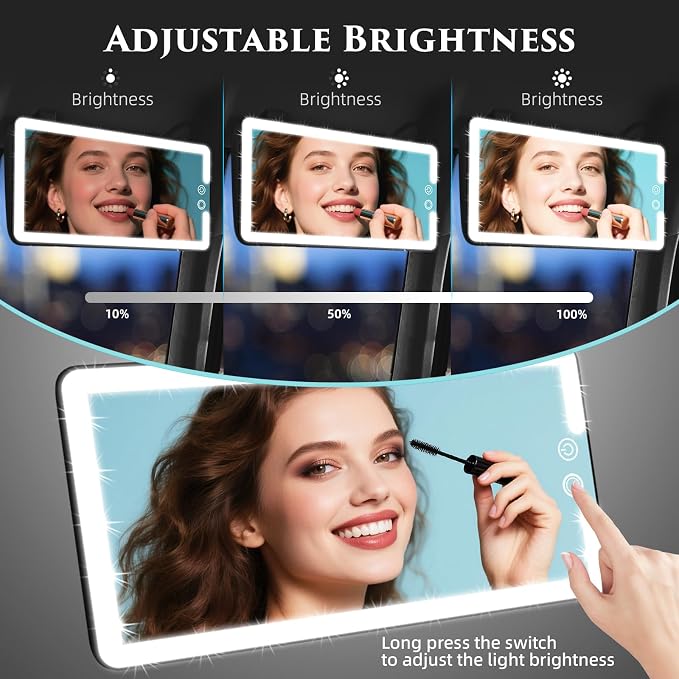 Car Sun Visor Vanity Mirror, Rechargeable Led Makeup Mirror - Image 3