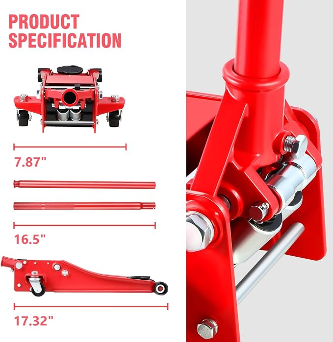 DNA MOTORING Low Profile Hydraulic Trolley Service/Floor Jack, 3 Ton Capacity - Image 2