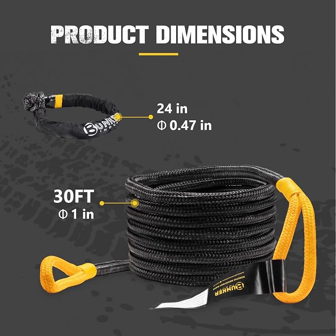 BUNKER INDUST 1"×30ft Kinetic Recovery Rope - Image 6