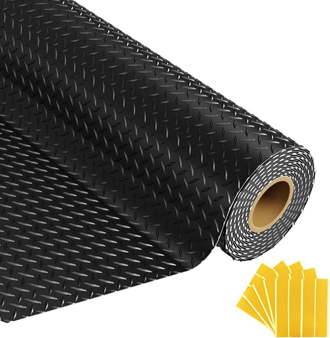 8x20 FT Garage Floor Mat, 2.8mm Thickened Flooring Roll Diamond Plate PVC by GrandroadAuto