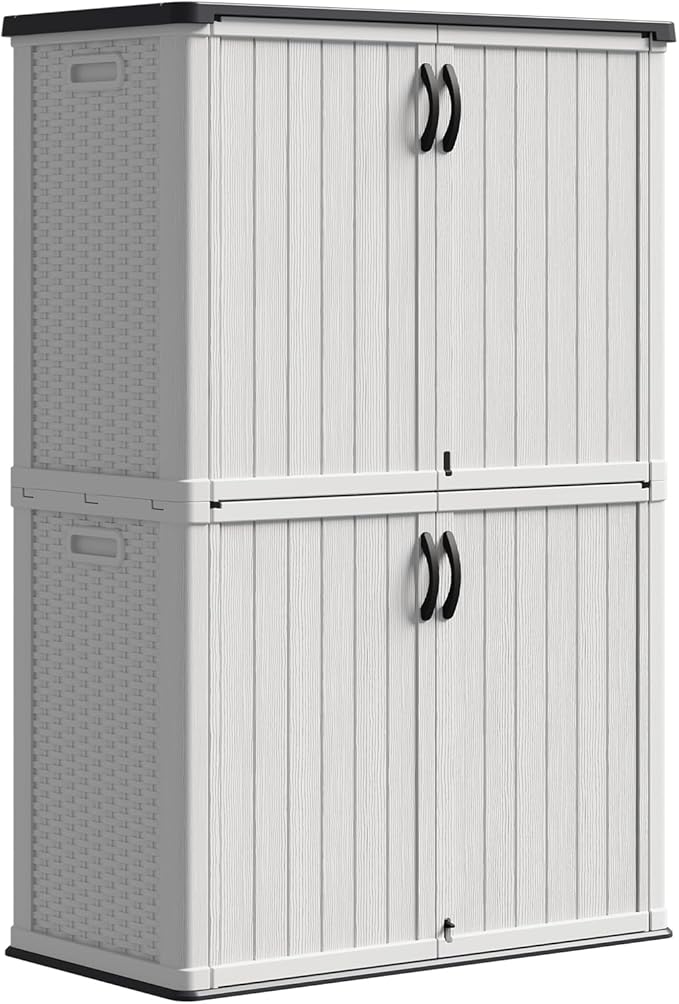 Patiowell 50 cu.ft Plastic Outdoor Storage Shed, Lockable Waterproof Resin by Patiowell