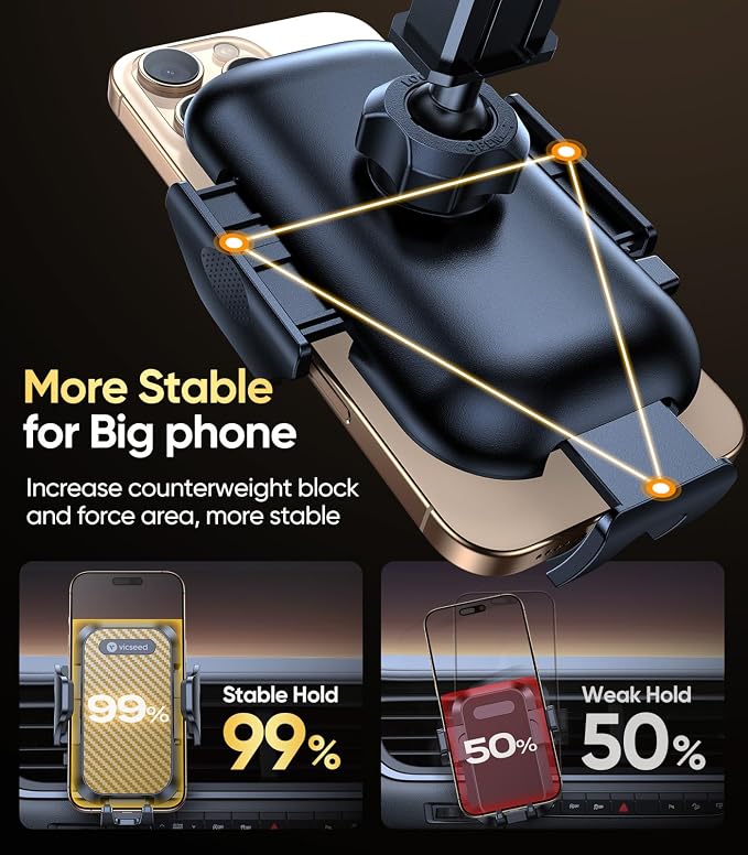 VICSEED Gold Phone Holders for Your Car, 3-in-1 Dashboard Windshield Vent - Image 5
