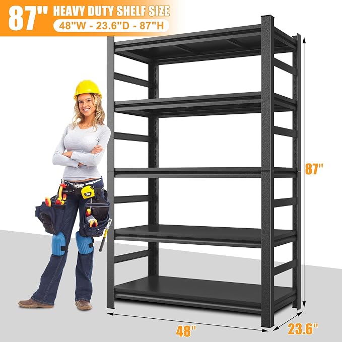 87" H Garage Shelving 3000LBS Capacity Heavy Duty Storage Shelves, Adjustable 5 - Image 2