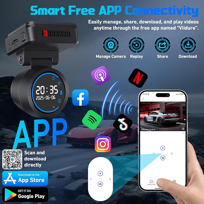 Dash Cam Front 4K Dash Camera for Cars Built-in WiFi/APP Control Dashcams for - Image 3