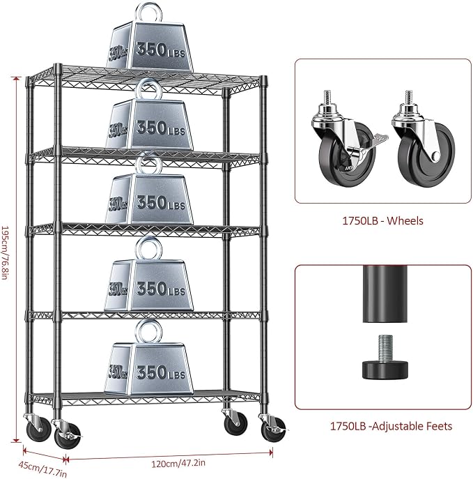 IZEUK 5-Tier Storage Shelving Unit - Image 3