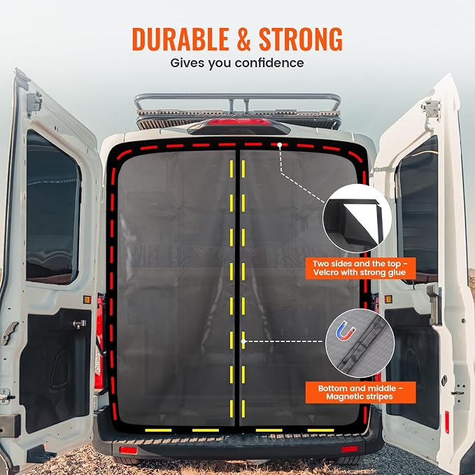65''H x 65''W Van Bug Screen Universal Size Rear Door Window Covers - Image 4