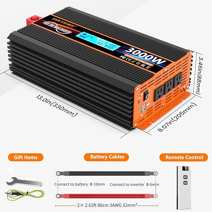 3000 Watt Pure Sine Wave Power Inverter 12V DC to 110V 120V Converter - Image 6