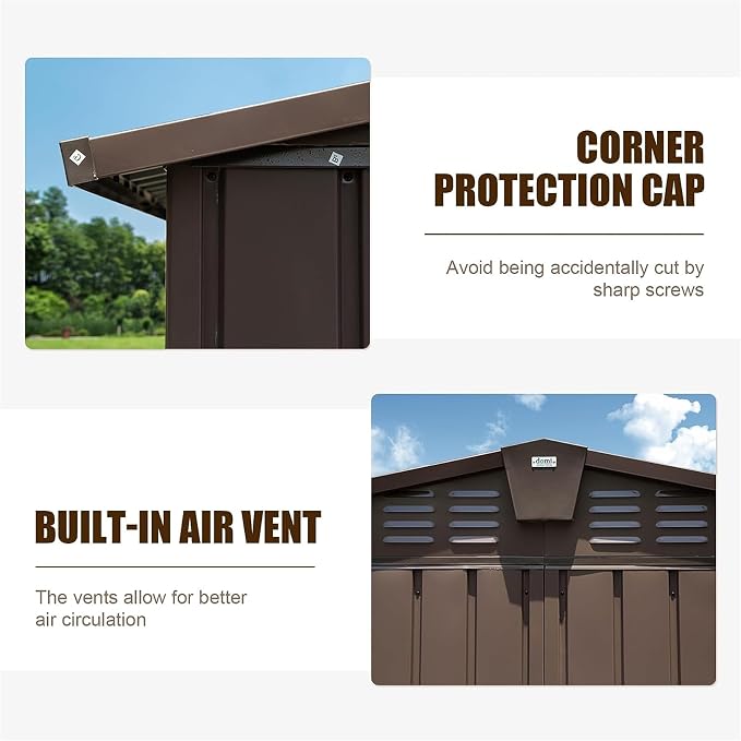 IKERY Extra Large Galvanized Steel Storage Shed 11' x 12.5' - Image 4