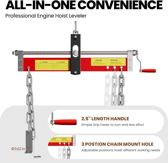 5000 LBS Engine Hoist with Load Leveler, Heavy Duty Alloy Steel Folding Cherry - Image 3