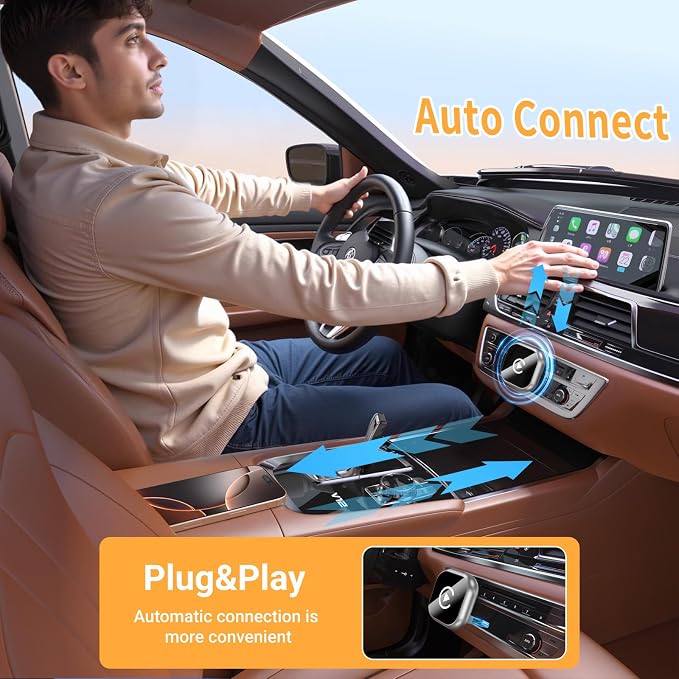 Wireless CarPlay and Android Auto Adapter, Mini Size Car Play Adapter, Plug and - Image 3