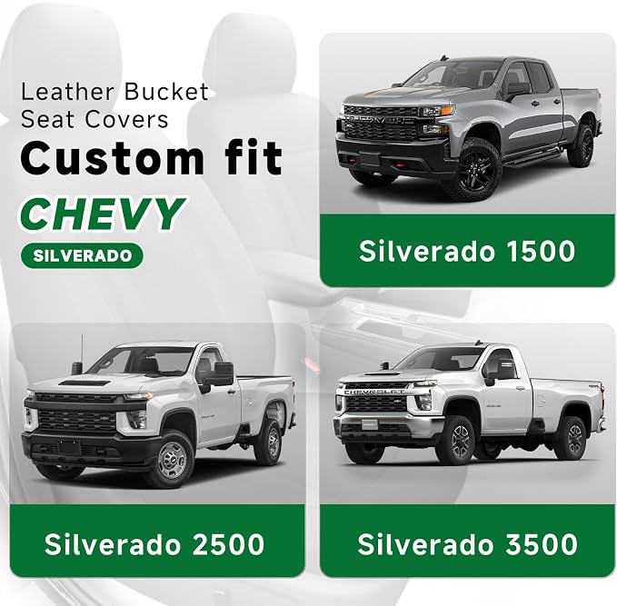 GIANT PANDA Fit Chevy Silverado 1500 2500 3500 Front Car Seat Cover, 3D Air - Image 7