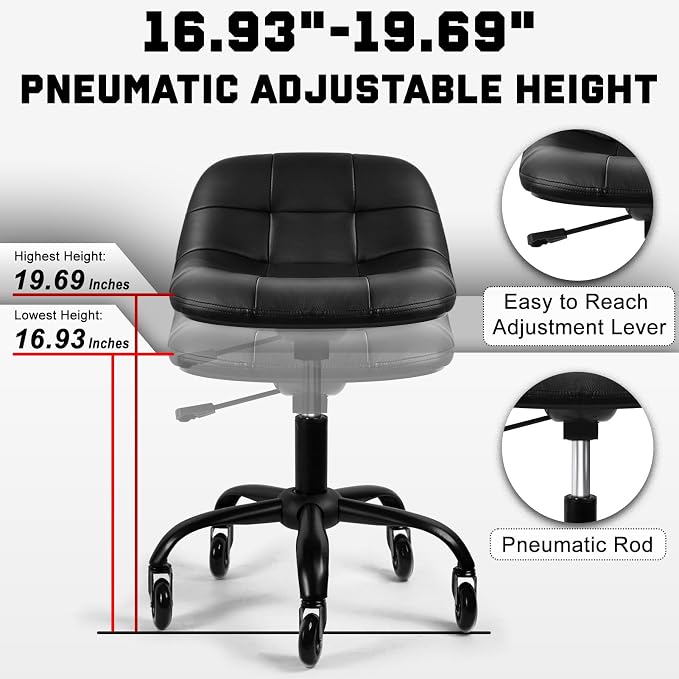 Rolling Stool with Wheels, Garage Shop Stool with Backrest, Roller Seat with - Image 4