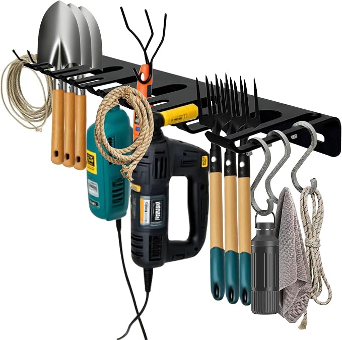22‘’/25‘’/31‘’Black Wall-Mounted Tool Storage Rack, Suitable - Image 6