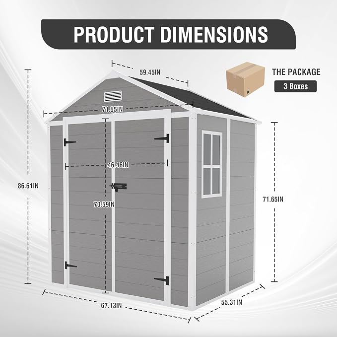 6x5 FT Outdoor Storage Resin Shed - Image 9