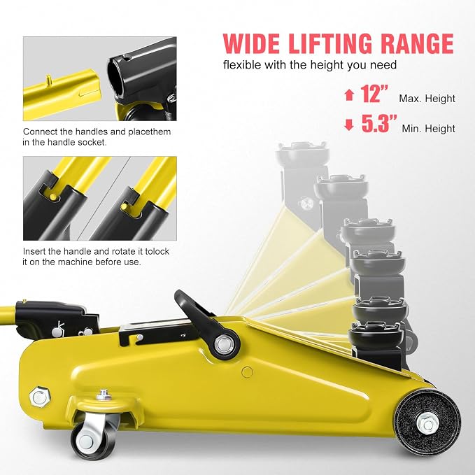 DNA MOTORING Low Profile Hydraulic Trolley Service/Floor Jack, 1.5 Ton Capacity - Image 3
