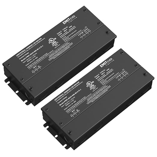 EMITEVER Dimmable Led Driver, 2 Packs 96W AC 110V-277V to DC 24V Transformer by EMITEVER