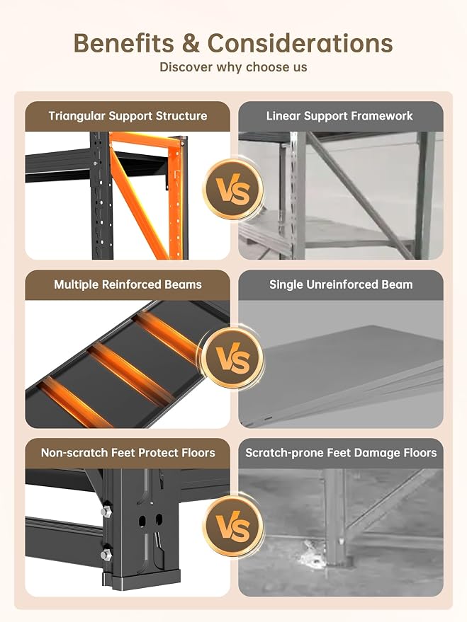 4-Tier Storage Shelves, Adjustable Industrial Metal Shelf System, 500lbs - Image 4
