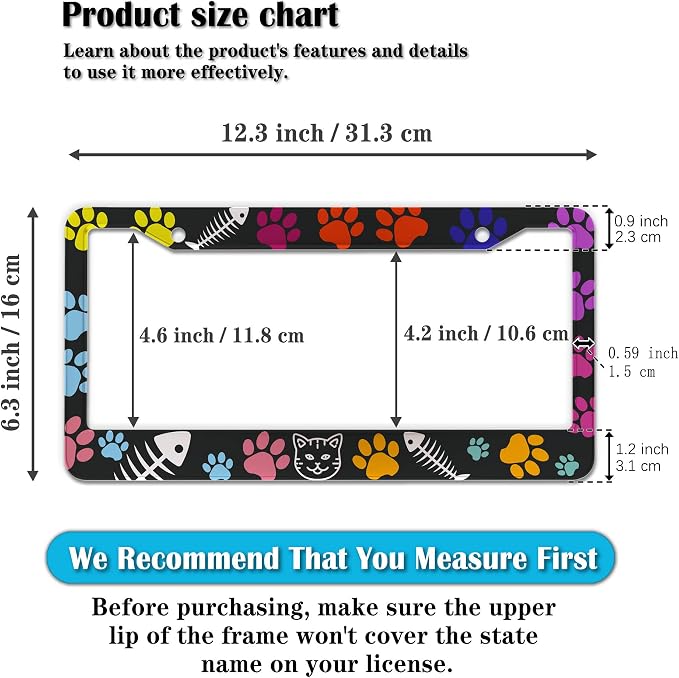 License Plate Frames for Women Multicolor Plate Cover for Car for Men Cat Lover - Image 2