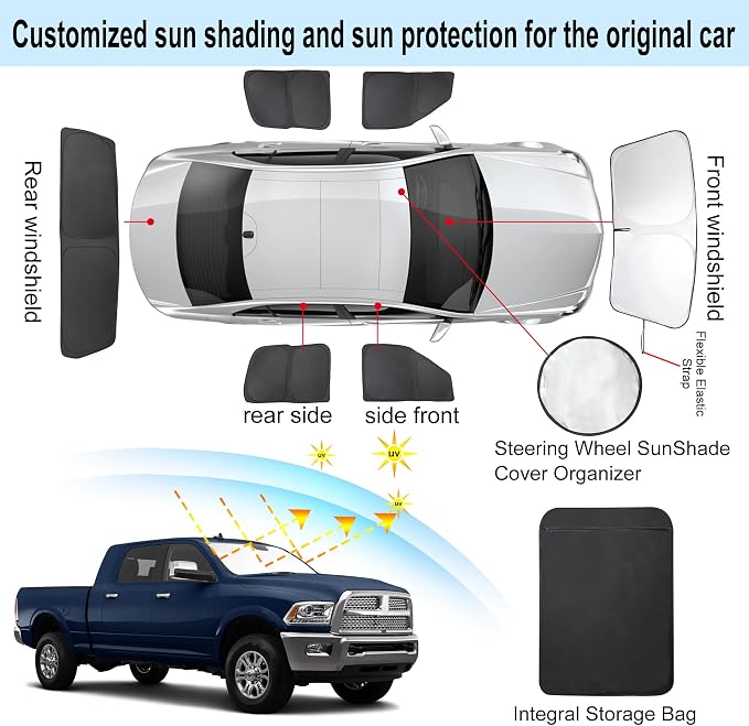 TINGLU Window Shades for Dodge RAM 2500 3500 2010-2025 Accessories Car Side - Image 3
