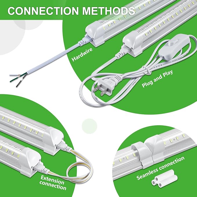 8Pack 4FT LED Shop Light Garage Lights, 50W 6000K 7500LM White Light, - Image 4