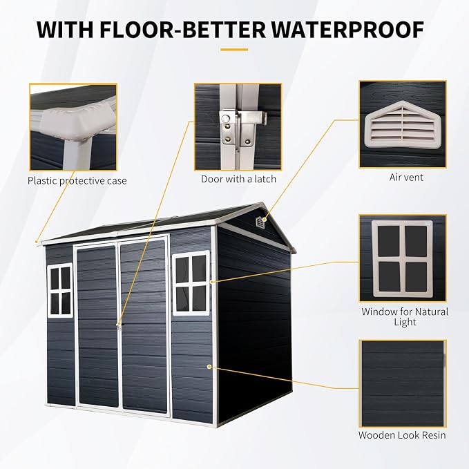 8x6 FT Outdoor Storage Resin Shed - Image 2