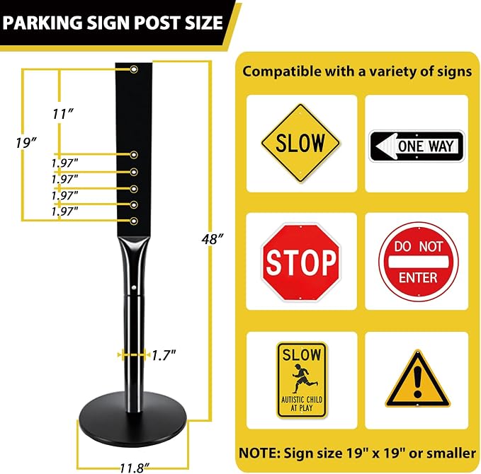 Parking Sign Post with Base - Image 4