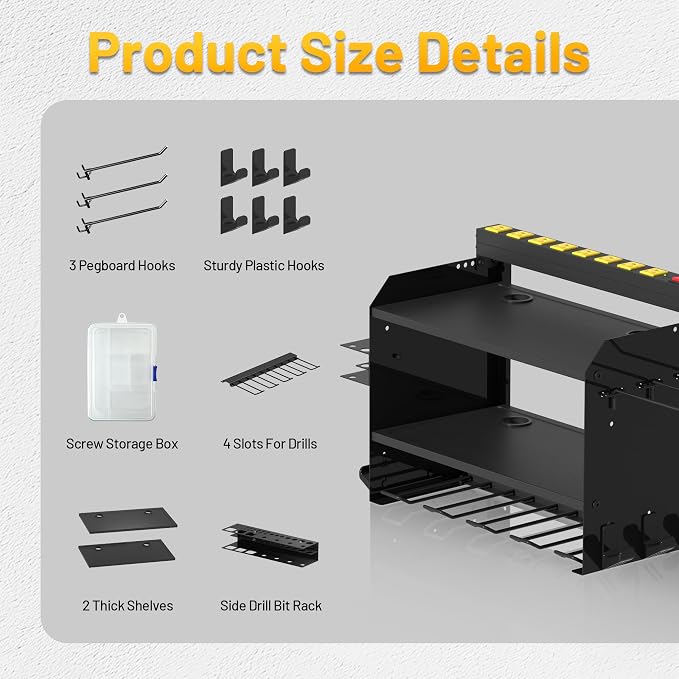 Heavy Duty Wall-Mounted Tool Organizer&Power Charging Station, Modular Garage - Image 6