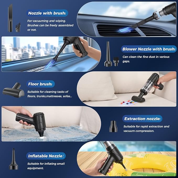 2-in-1 Car Vacuum&Air Duster, 65w/16kpa/30 Mins, High Powerful Dust Cleaner - Image 4