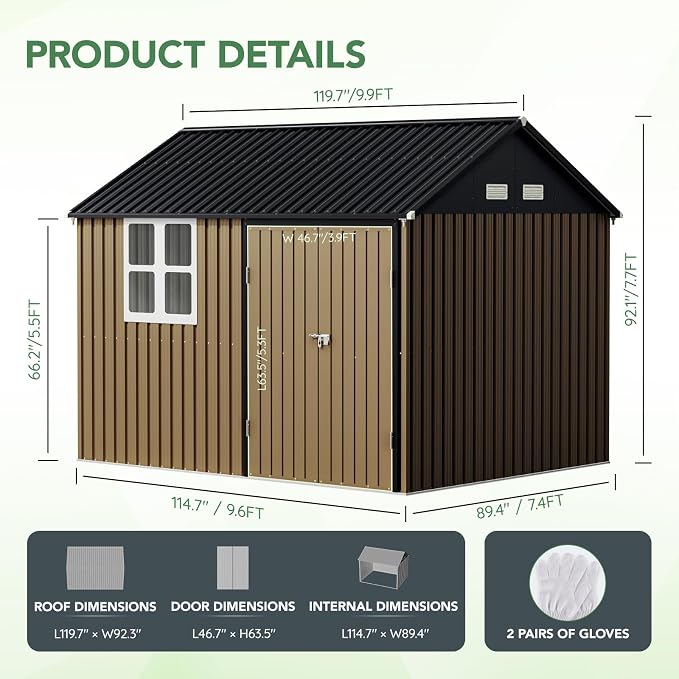 10X8FT Outdoor Steel Storage Shed - Image 2