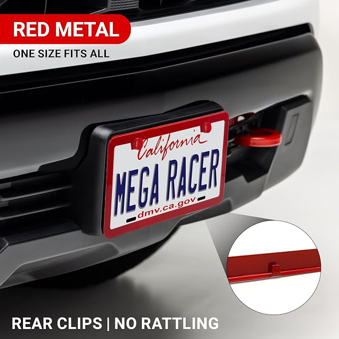 Premium Slim Red License Plate Frame – 1 Pack, Rust-Free Stainless Steel - Image 2